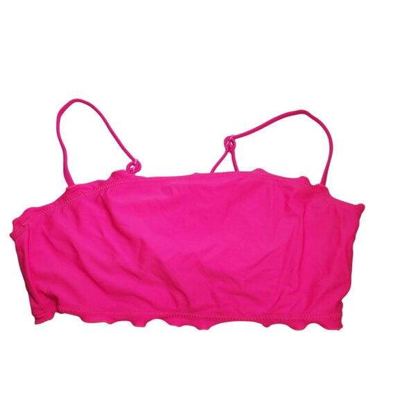 No Boundaries Junior's Hot Pink Ruffled Scalloped Edge Basic Bikini Swim Top‎ L - Picture 1 of 3